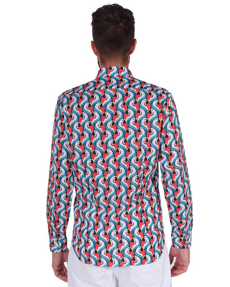 Poggianti Camicia Fantasia Collo Morbido Multicolore