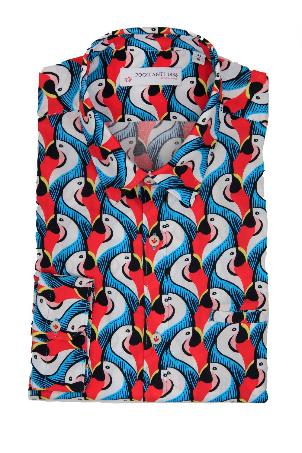 Poggianti Camicia Fantasia Collo Morbido Multicolore