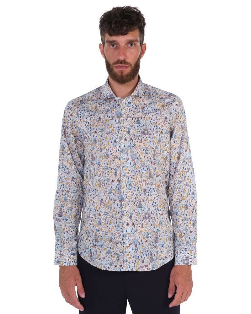 Poggianti Camicia Fantasia Collo Morbido Multicolore
