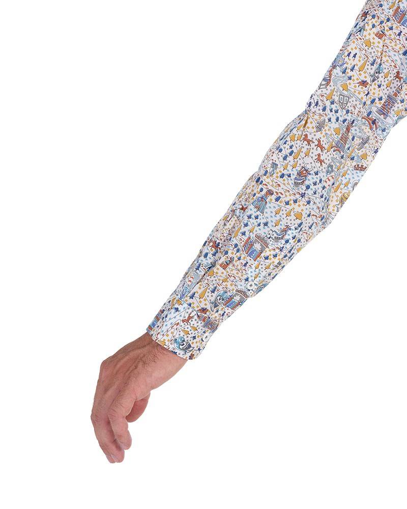 Poggianti Camicia Fantasia Collo Morbido Multicolore