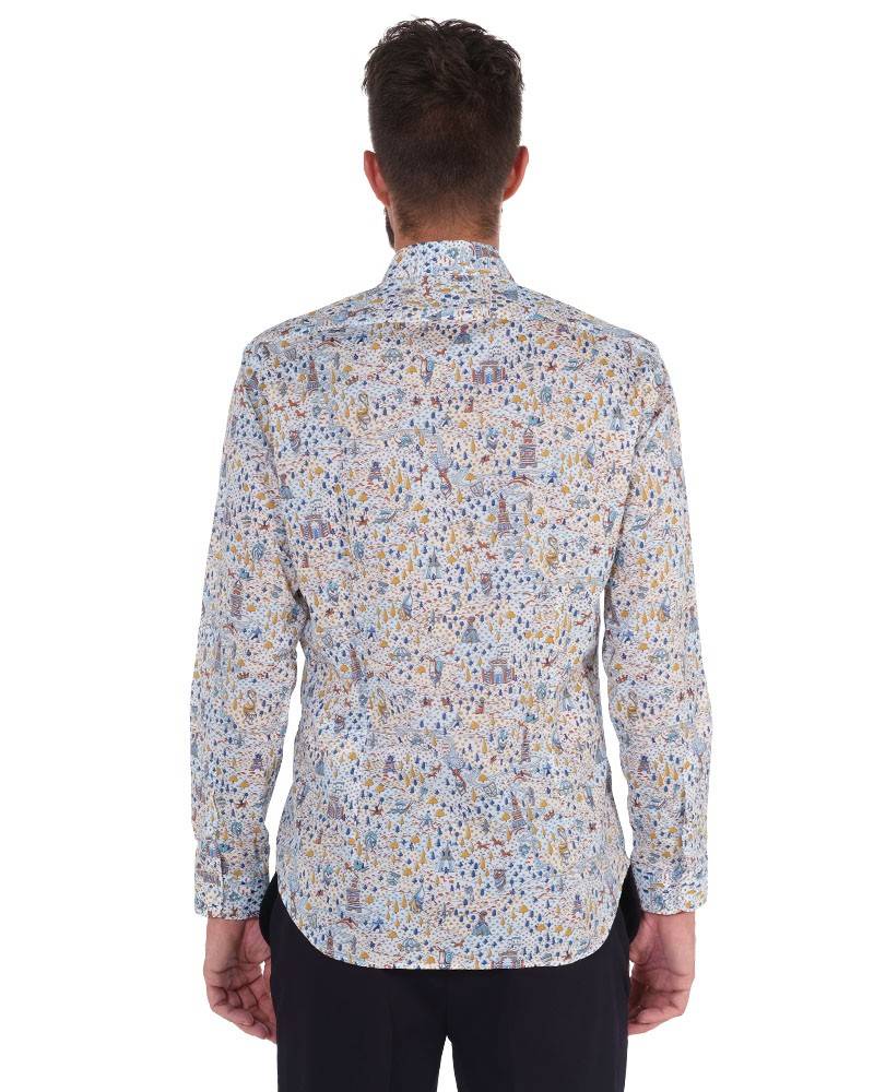 Poggianti Camicia Fantasia Collo Morbido Multicolore