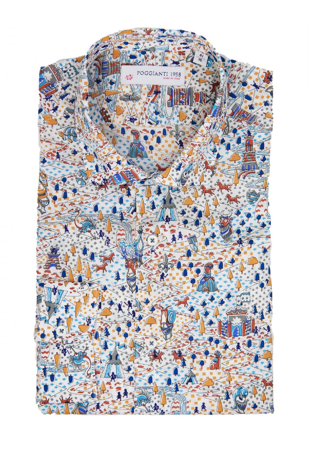Poggianti Camicia Fantasia Collo Morbido Multicolore