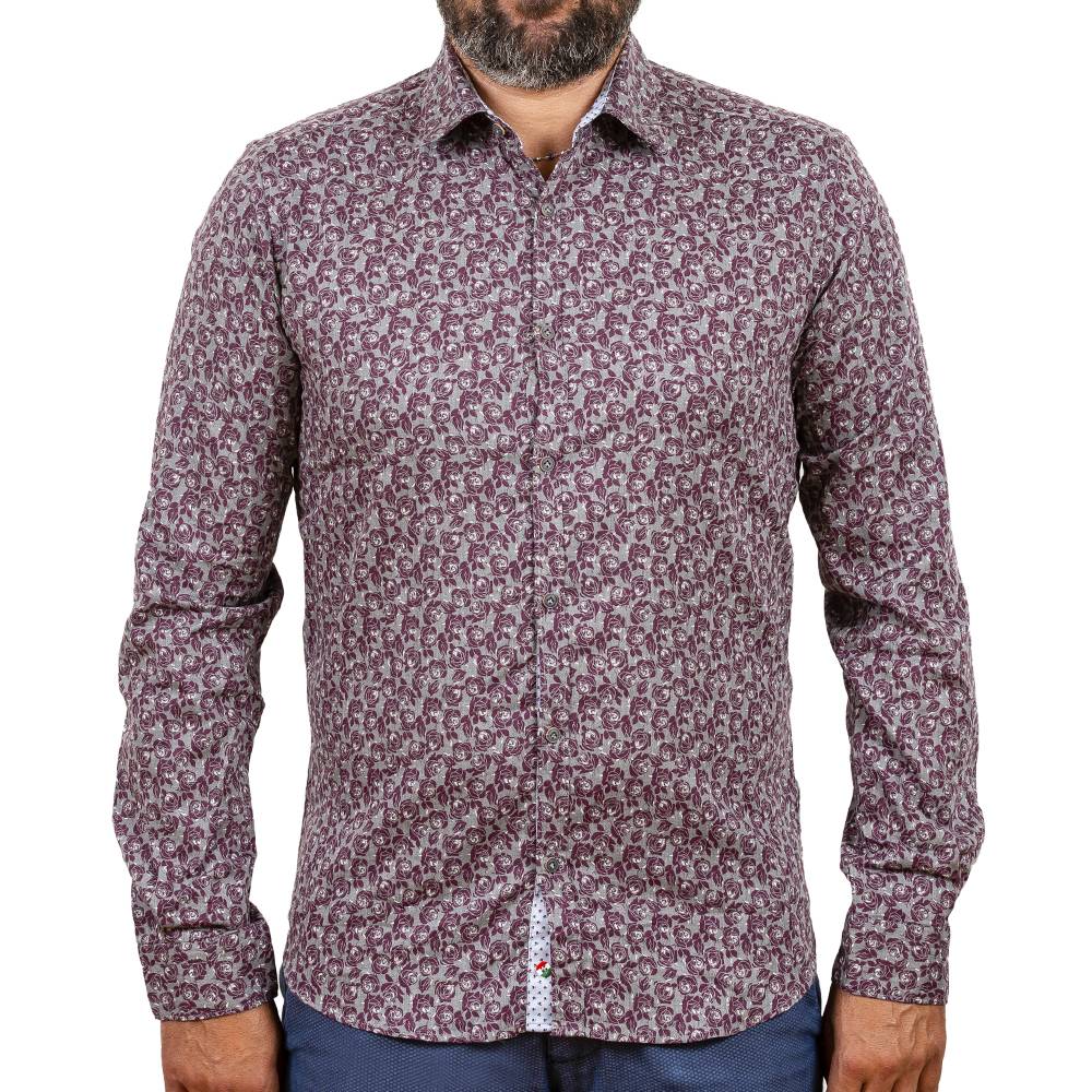 Poggianti Camicia fantasia in flanella collo italiano