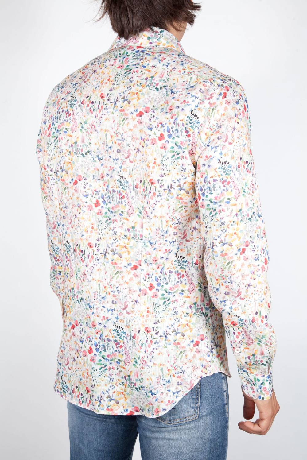 Poggianti Camicia Fantasia Lino Collo Francese 398-02