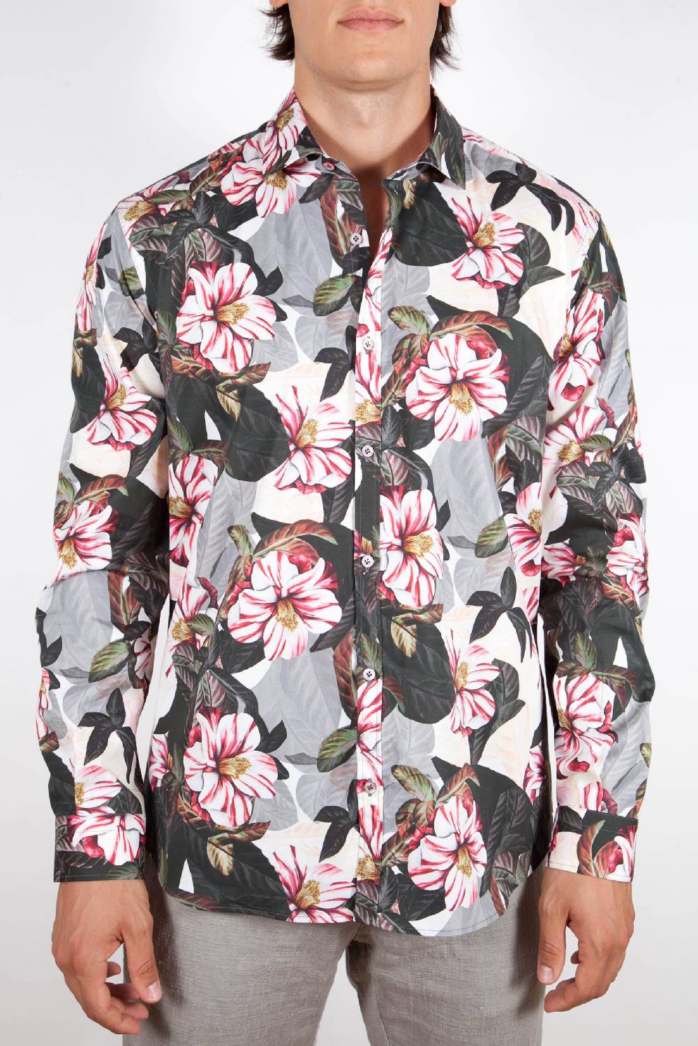 Poggianti Camicia Fantasia Stretch Collo Italiano 365-01