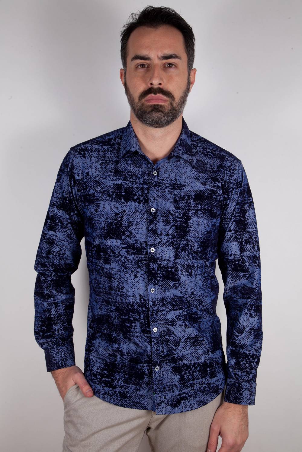 Poggianti Camicia In Denim Con Floccato PISA-66-602-01