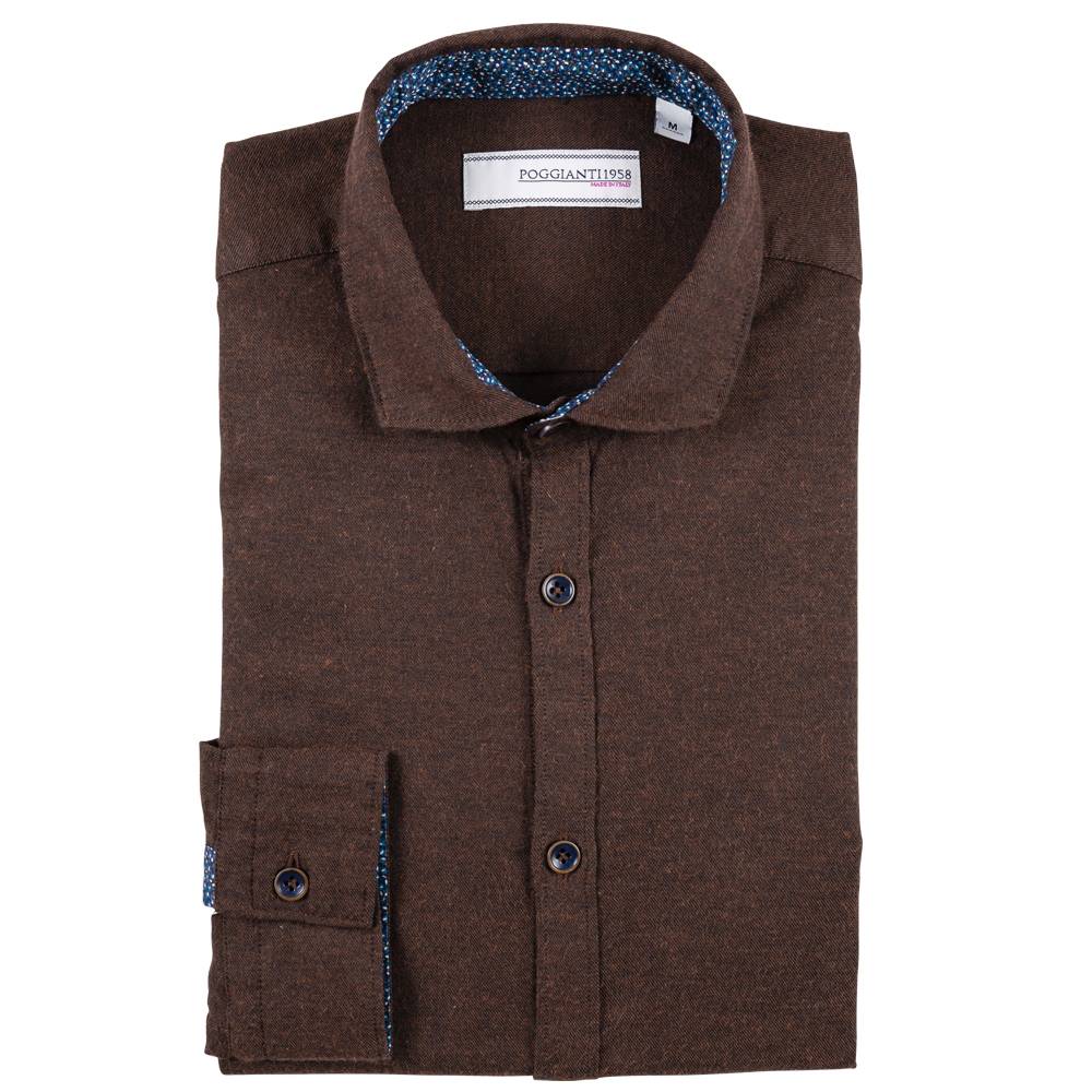 Poggianti Camicia In Flanella Con Contrasti Fantasia