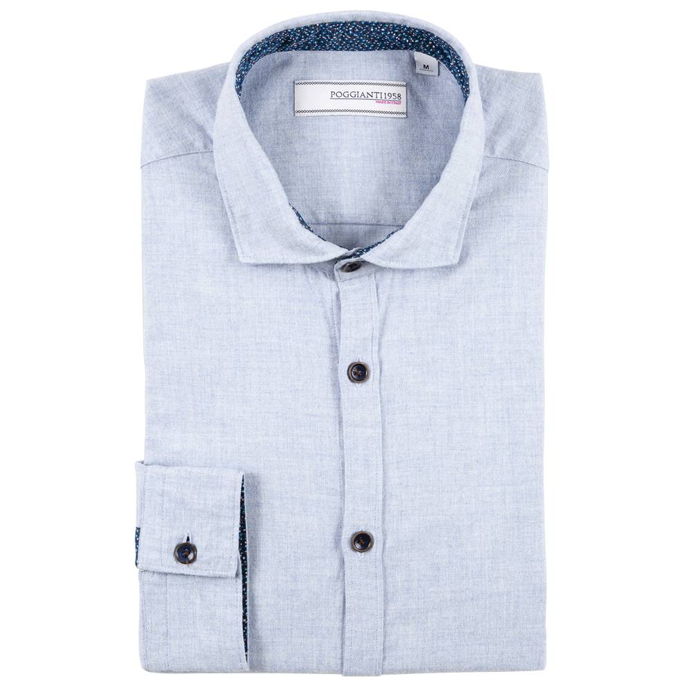 Poggianti Camicia In Flanella Con Contrasti Fantasia