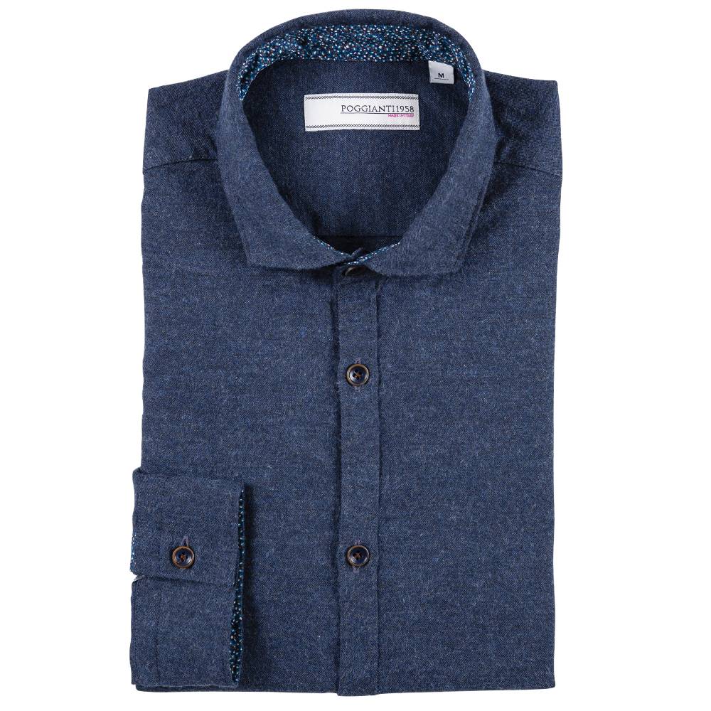 Poggianti Camicia In Flanella Con Contrasti Fantasia