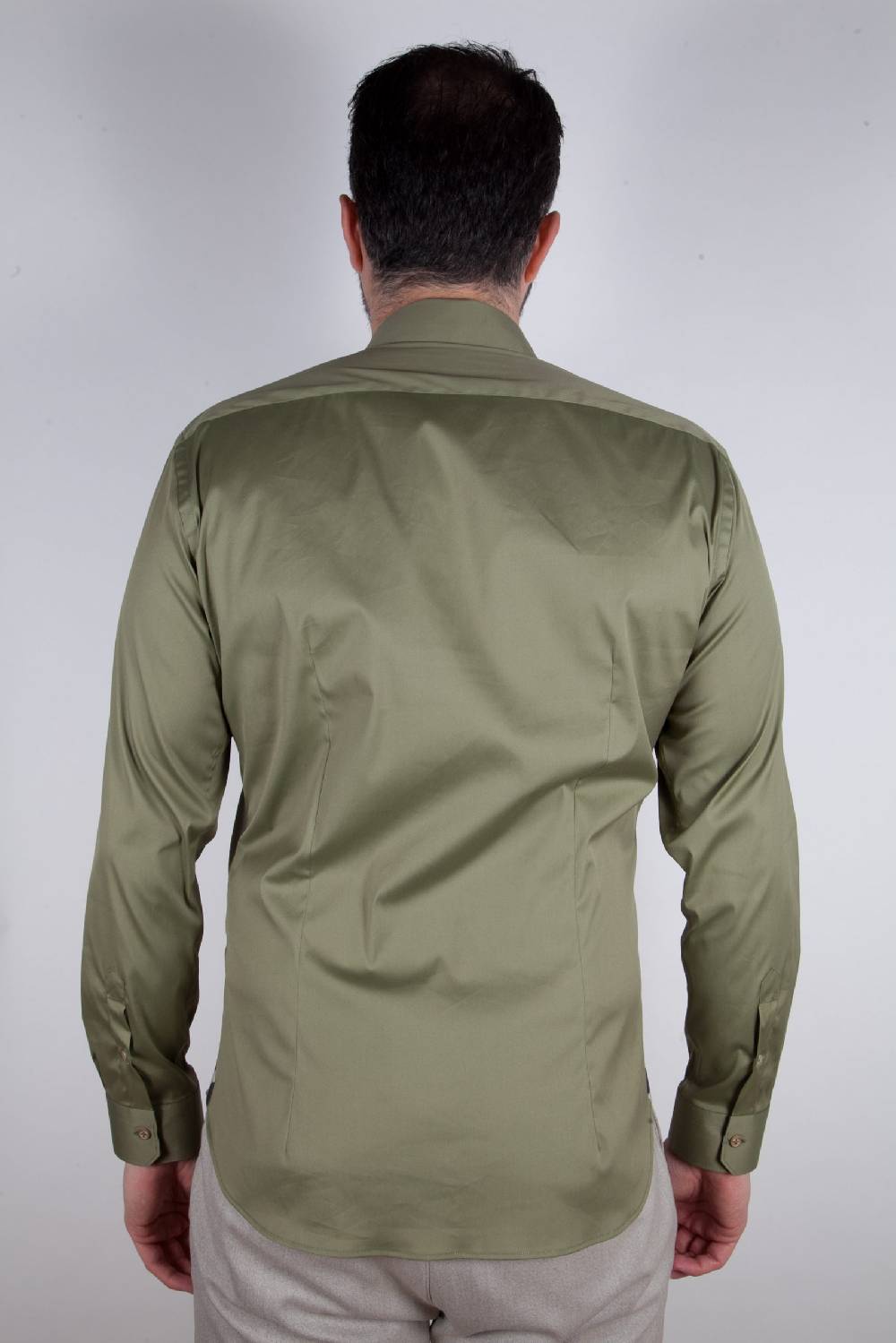 Poggianti Camicia Stretch Collo Francese Tinta Unita PRACCHIA-62M-500-03