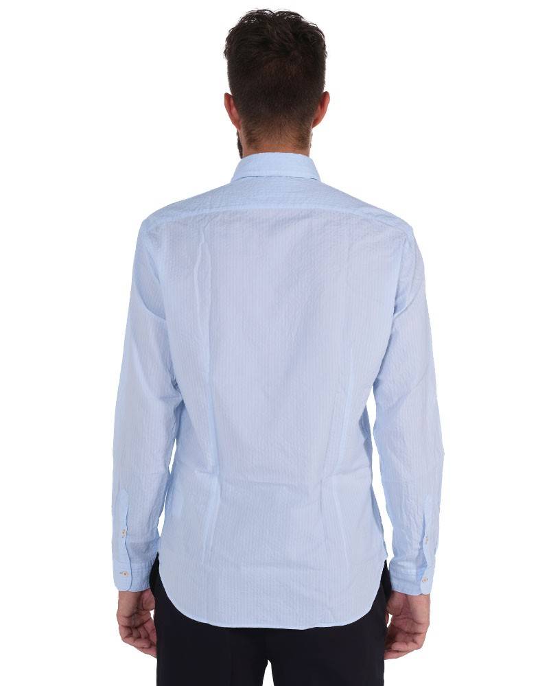 Poggianti Camicia Tinta Unita Celeste Collo Morbido