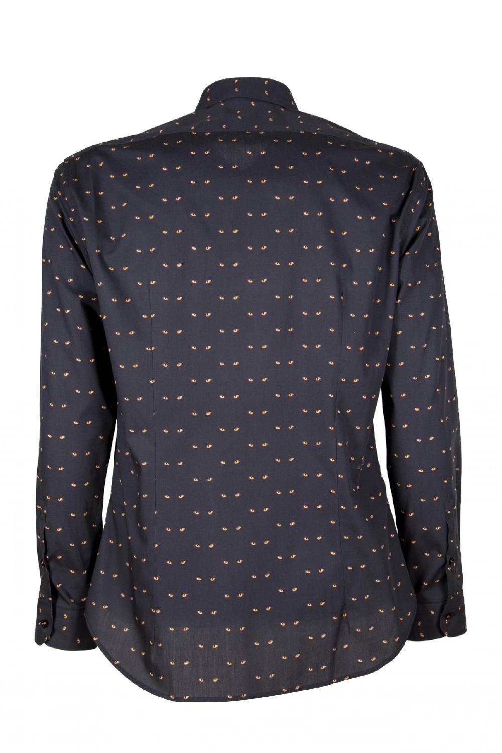 Poggianti Camicia Uomo Blu In Cotone Stampata Con Occhi Di Gatto PISA-UBBF-177-01
