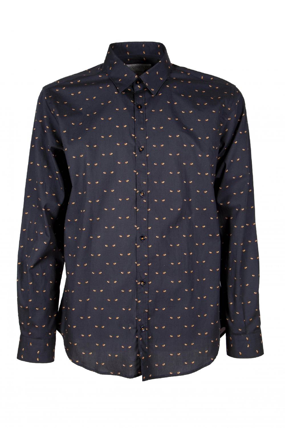Poggianti Camicia uomo Blu in cotone stampata con occhi di gatto PISA-UBBF-177-01