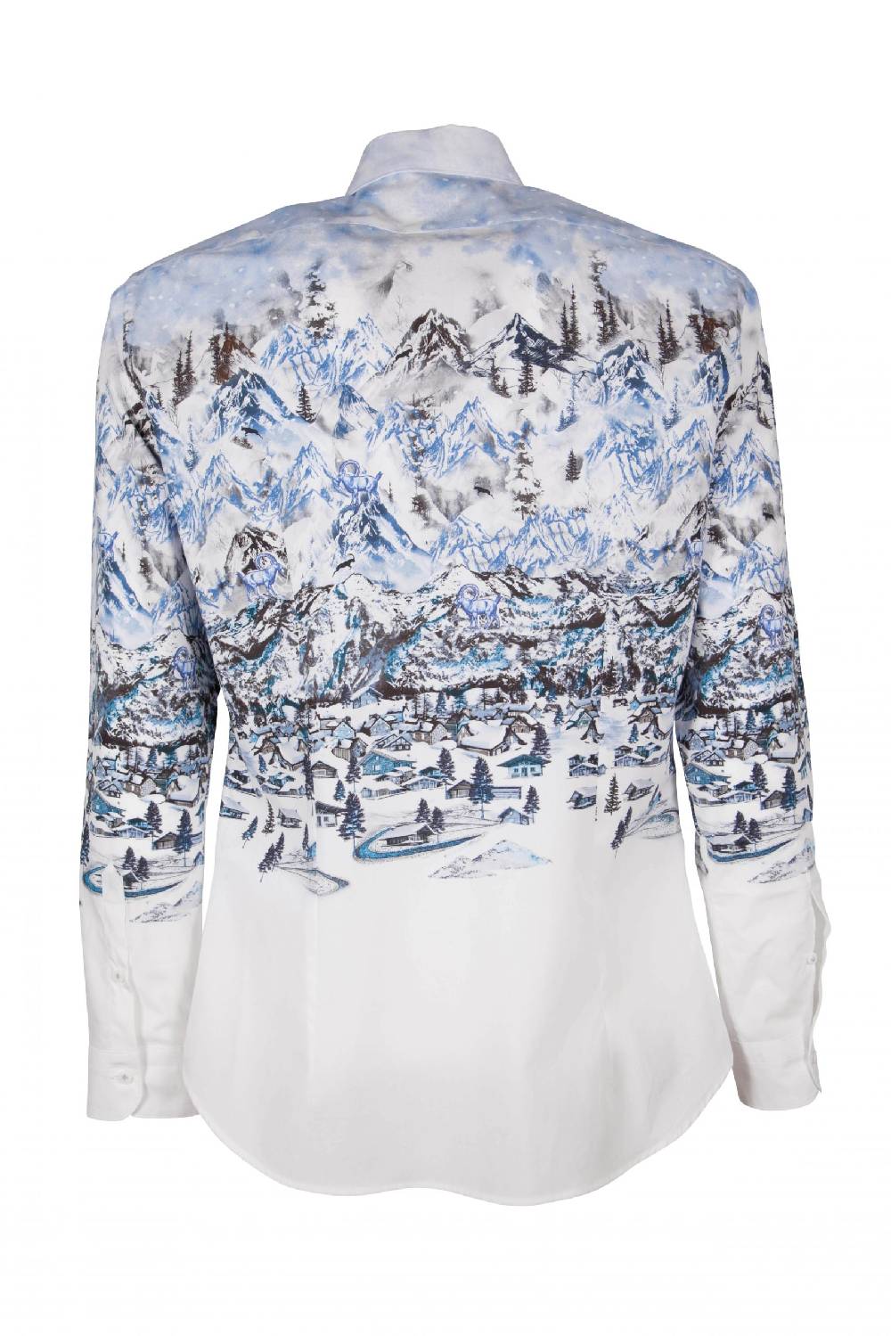 Poggianti Camicia Uomo Cotone Con Stampa Paesaggio I Montagna FIRENZE-73F-170-01