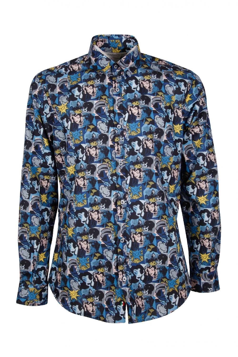 Poggianti Camicia uomo in cotone con stampa fumetti PISA-66F-179-01