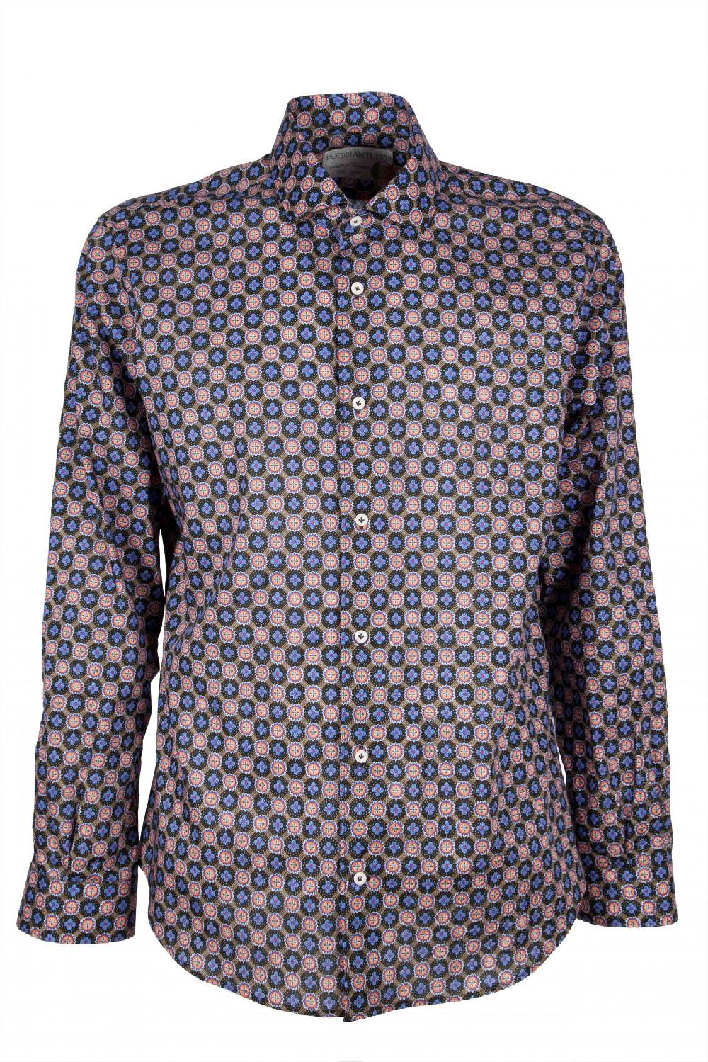 Poggianti Camicia Uomo In Cotone Con Stampa Piccola FIRENZE-62M-138-02