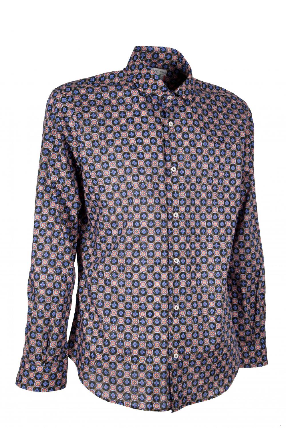 Poggianti Camicia Uomo In Cotone Con Stampa Piccola FIRENZE-62M-138-02