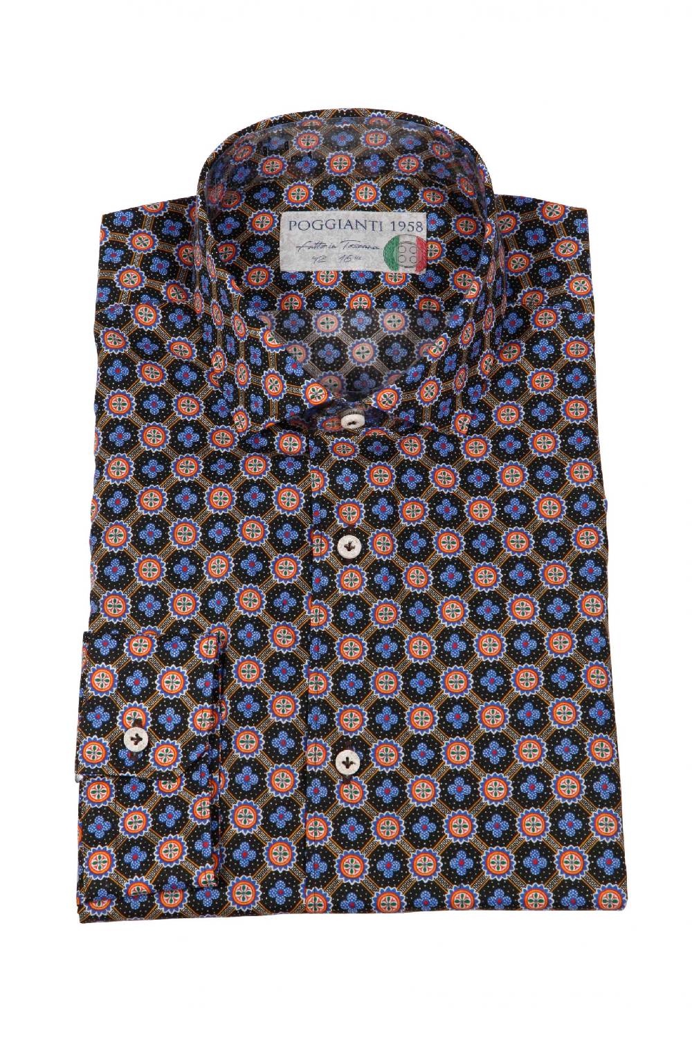 Poggianti Camicia uomo in cotone con stampa piccola FIRENZE-62M-138-02