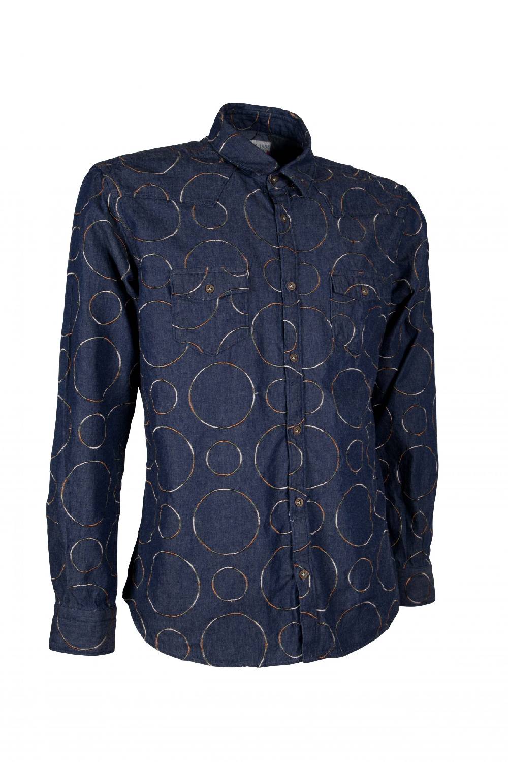 Poggianti Camicia Uomo In Denim Con Ricami EMPOLI-66-248