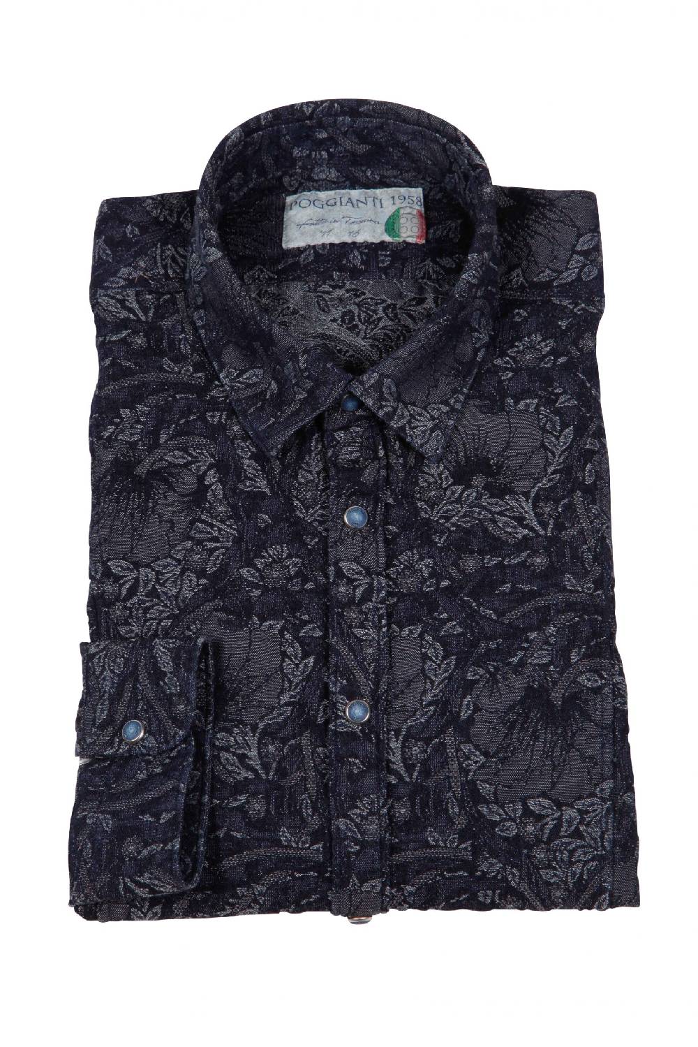 Poggianti Camicia uomo in Denim Jacquard LEGOLI-66-235-01