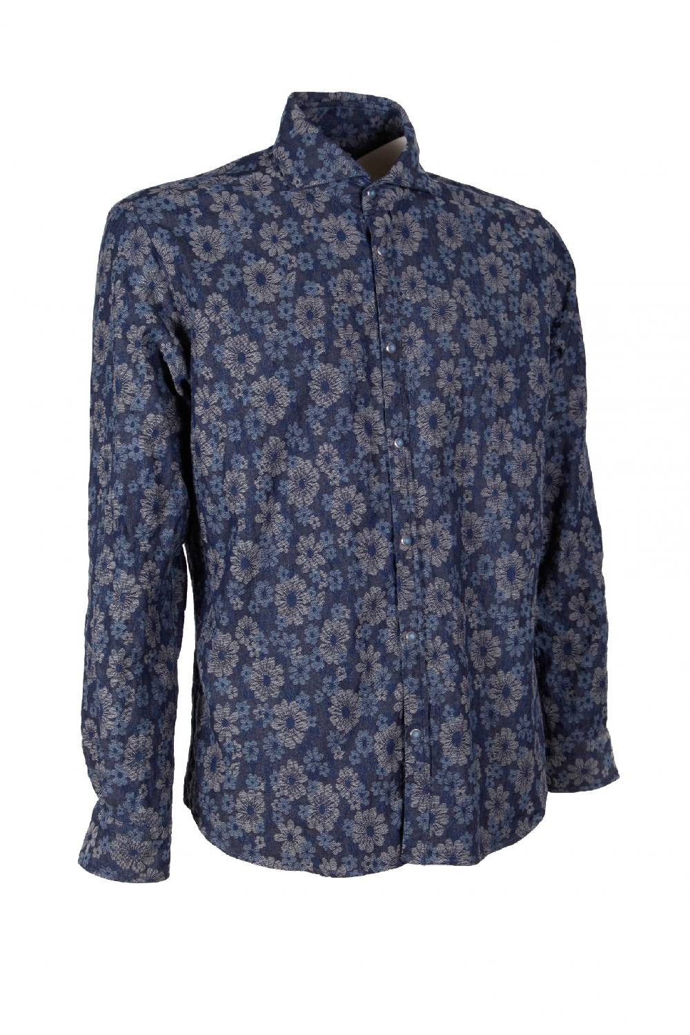 Poggianti Camicia Uomo In Denim Jacquard PISA-31W-237-01