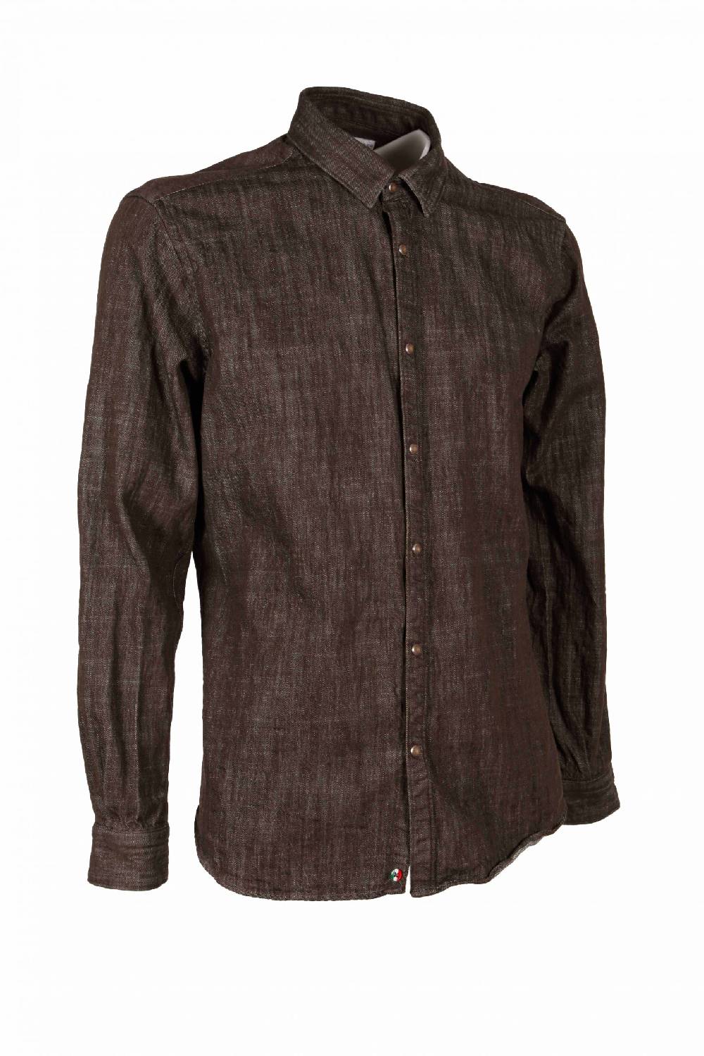 Poggianti Camicia Uomo In Denim Verde Militare CHIUSI-66F-233-02