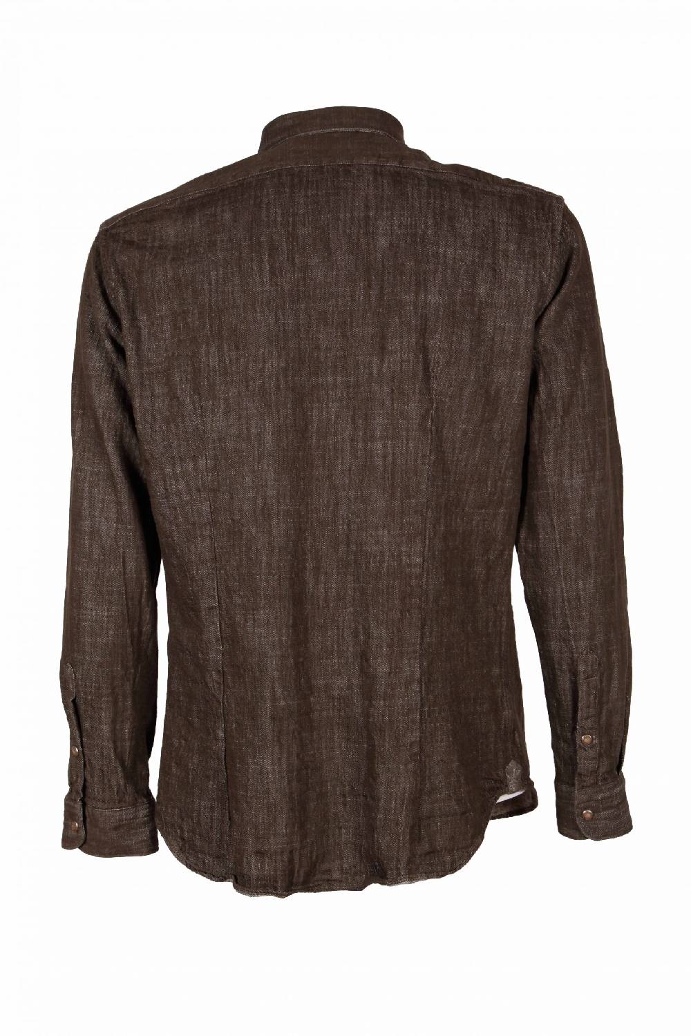 Poggianti Camicia Uomo In Denim Verde Militare CHIUSI-66F-233-02