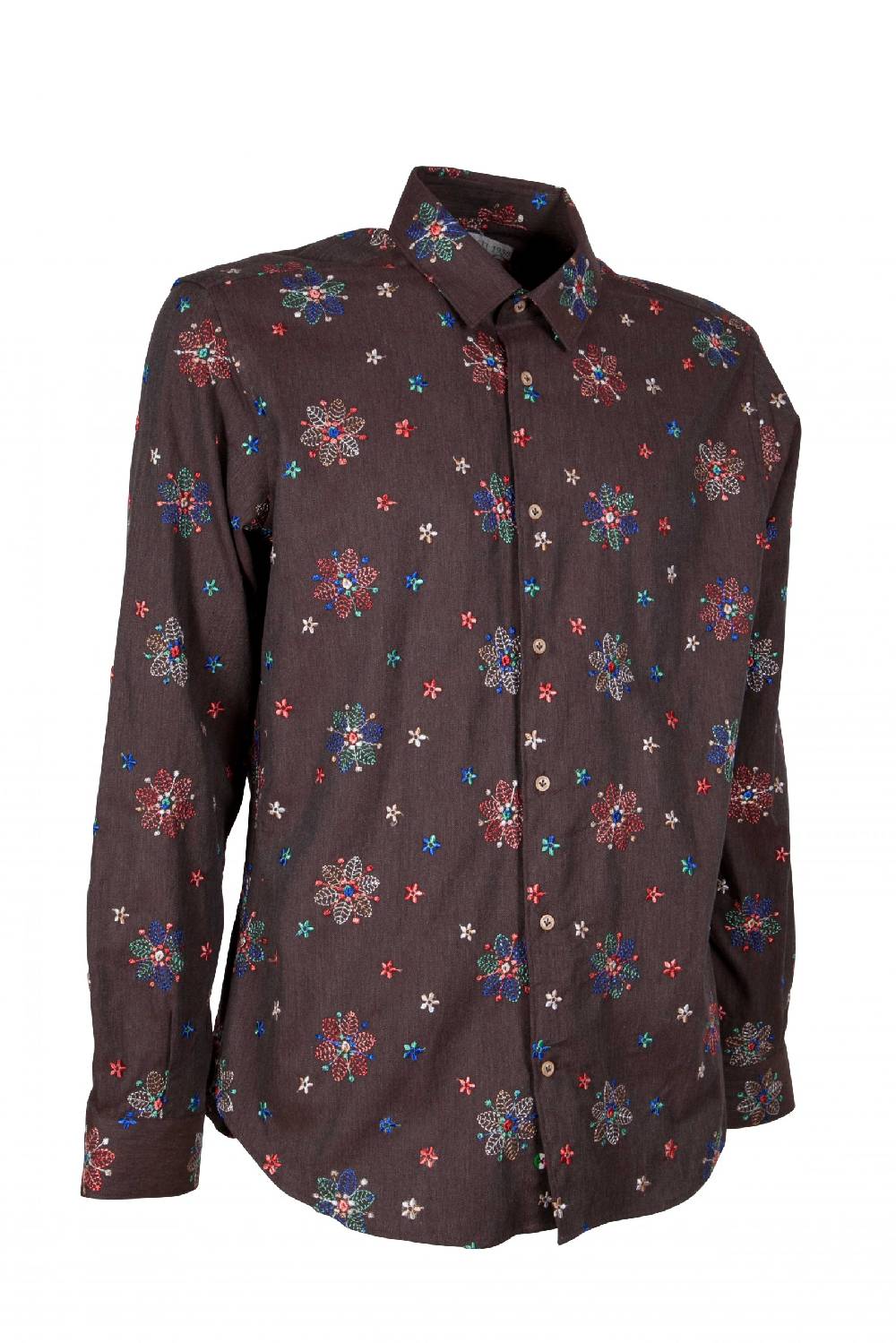 Poggianti Camicia Uomo In Flanella Con Ricami FIRENZE-66F-243