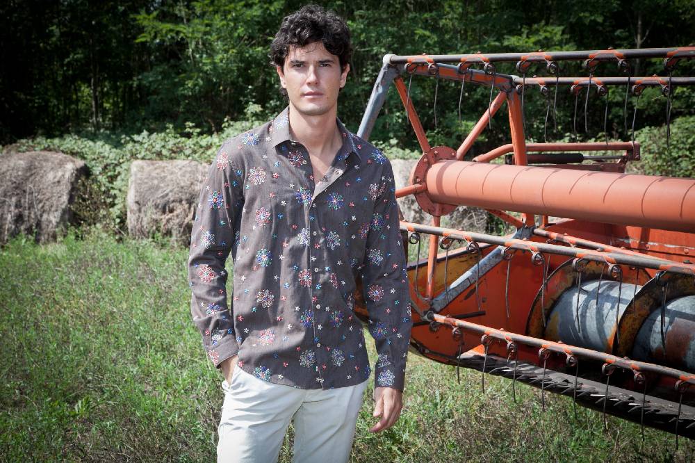 Poggianti Camicia Uomo In Flanella Con Ricami FIRENZE-66F-243