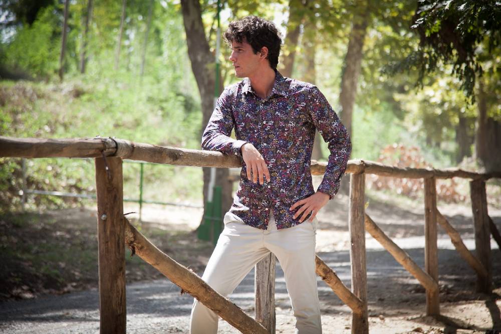 Poggianti Camicia Uomo In Tessuto Tecnico Con Stampa Piccola Floreale . ACTIVE. 73-190-01