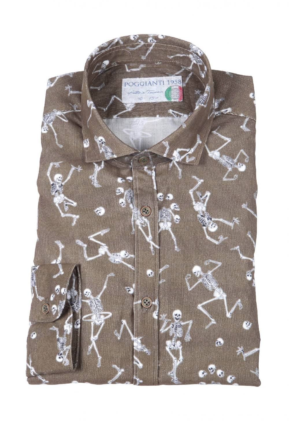 Poggianti Camicia uomo in velluto con stampa teschi PISA-62F-230-01