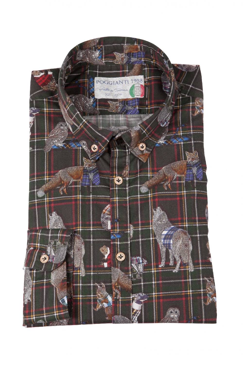 Poggianti Camicia uomo stretch con stampa animali PISA-64-175-03
