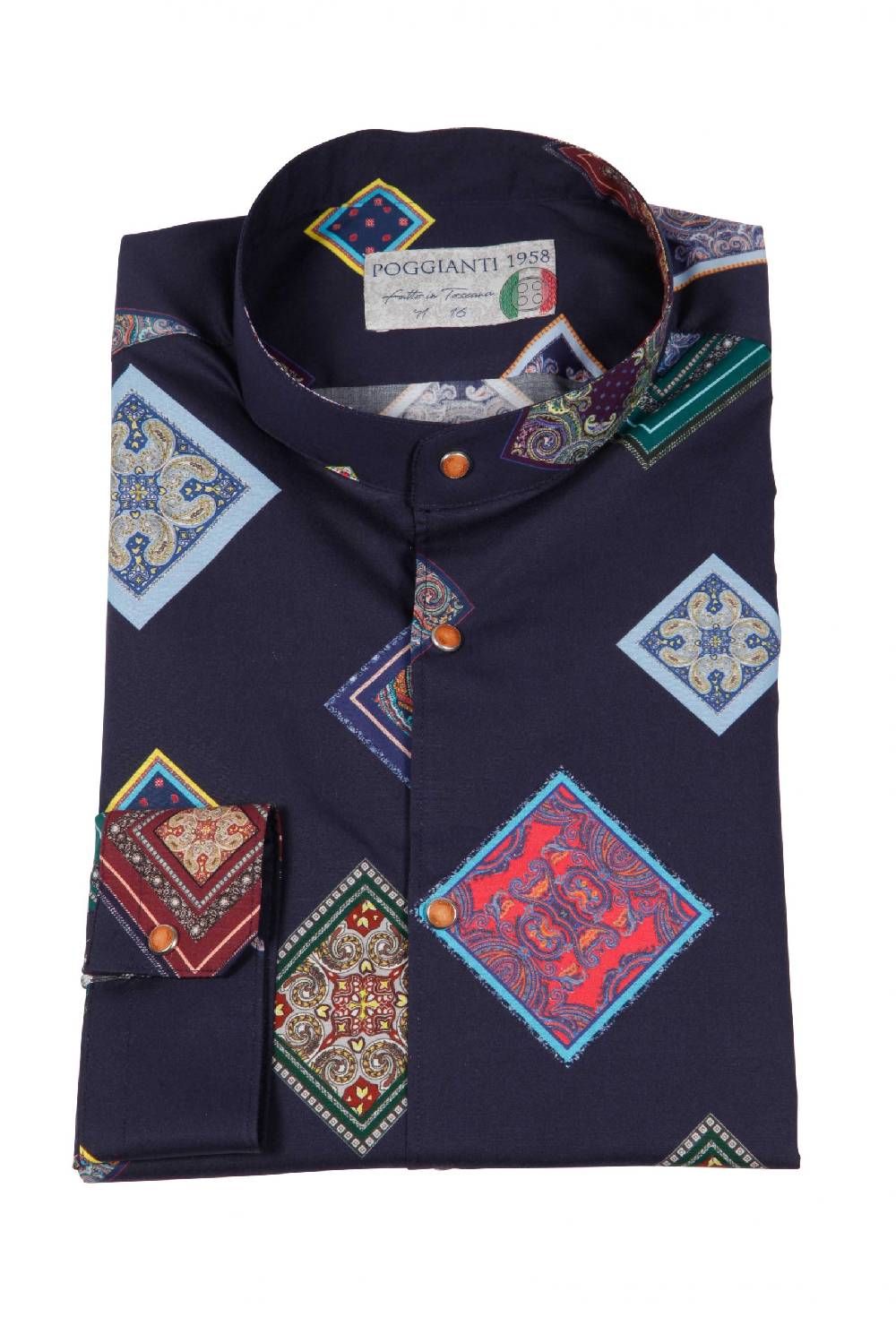 Poggianti Camicia uomo stretch con stampa geometrica SCARLINO-33-165-01