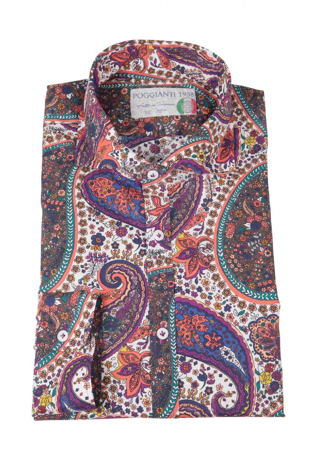 Poggianti Camicia uomo stretch con stampa Paisley PISA-31F-161-01