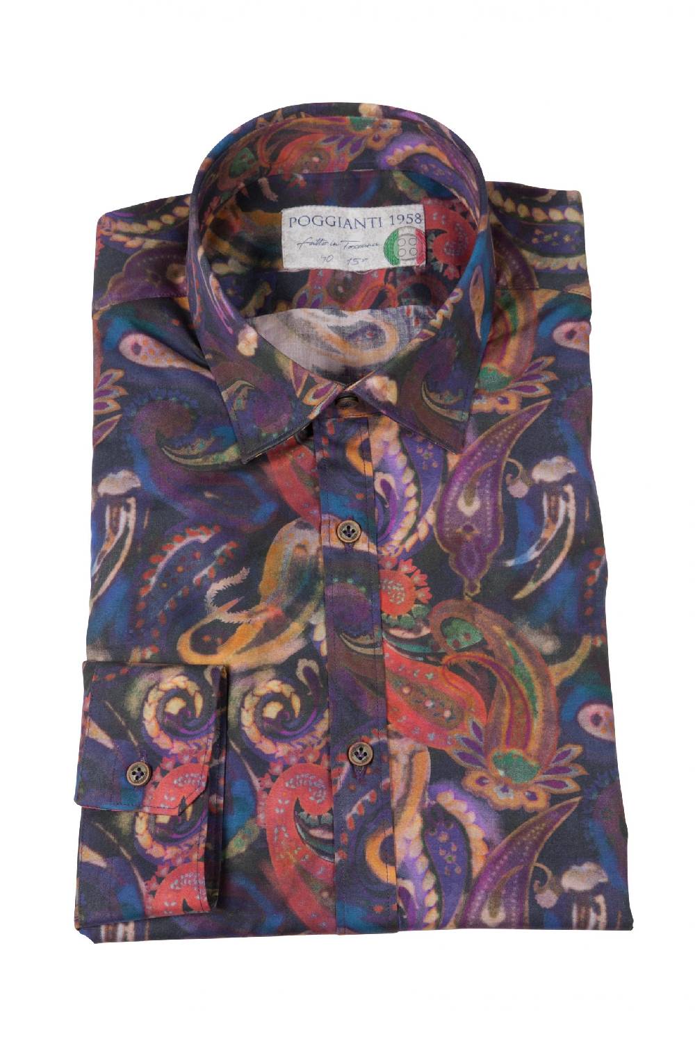 Poggianti Camicia uomo stretch con stampa Paisley PISA-73-163-01