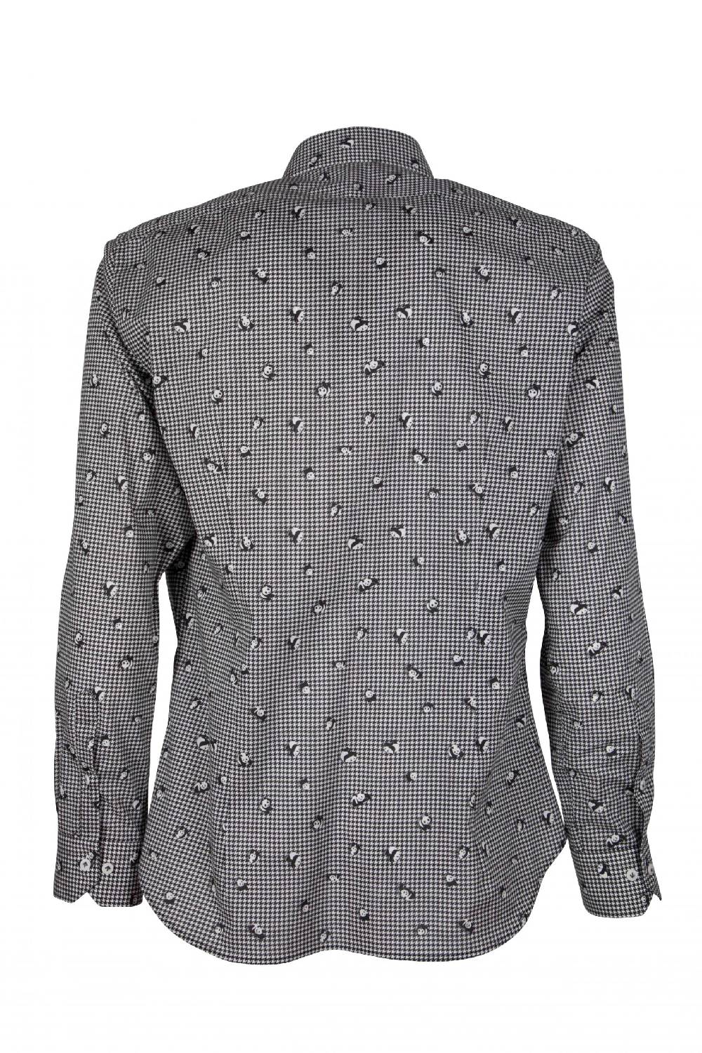 Poggianti Camicia Uomo Stretch Con Stampa Panda Su Pied De Poule GIOVI-95-174-01