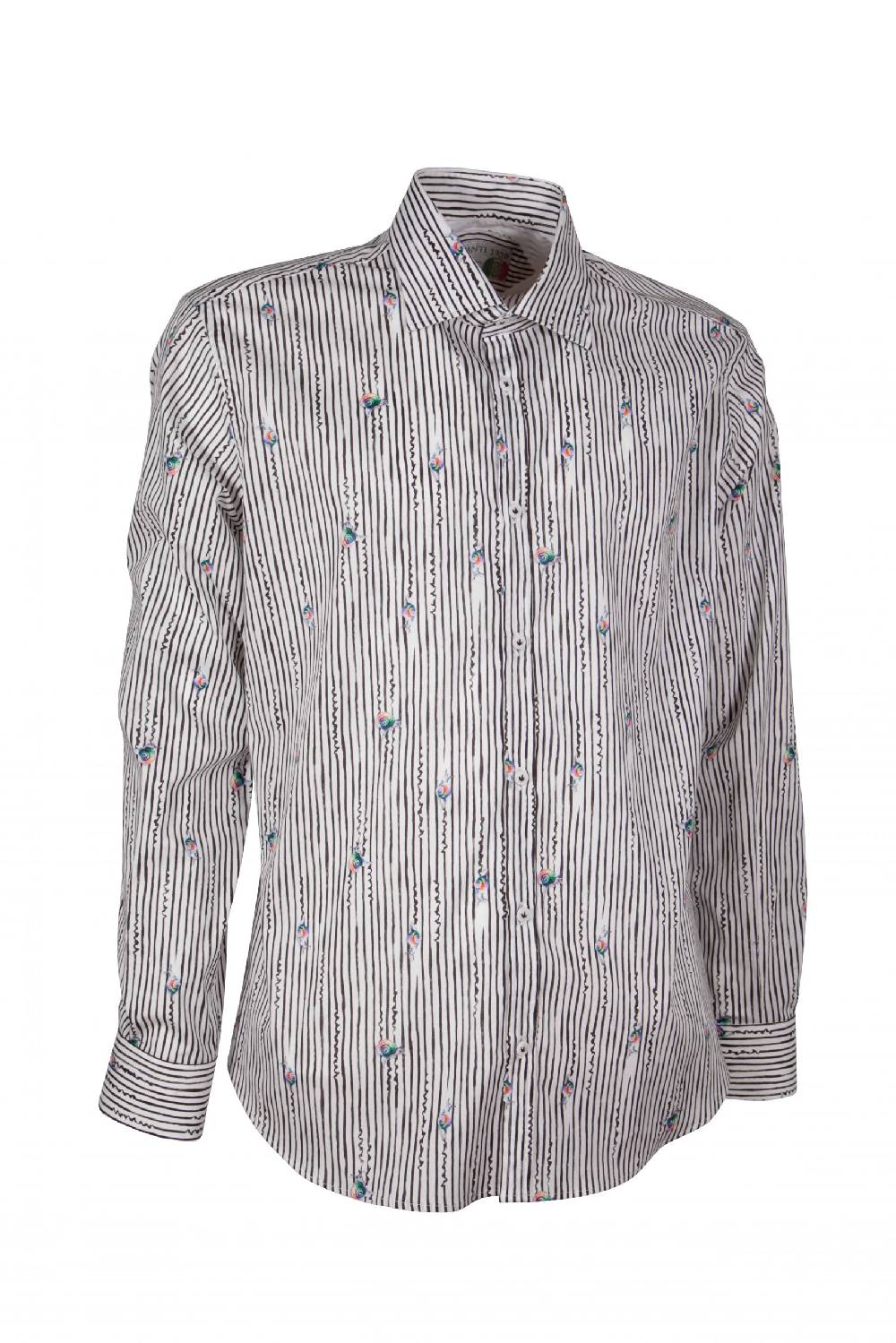 Poggianti Camicia Uomo Stretch Con Stampa Righe E Animali GIOVI-61-134-02