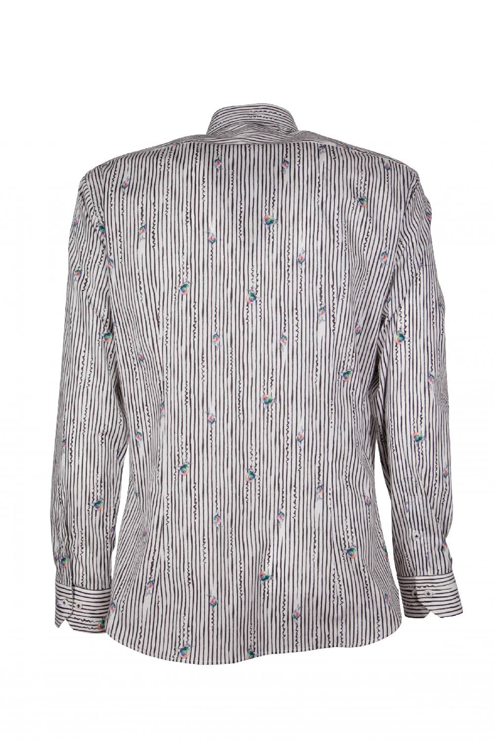 Poggianti Camicia Uomo Stretch Con Stampa Righe E Animali GIOVI-61-134-02