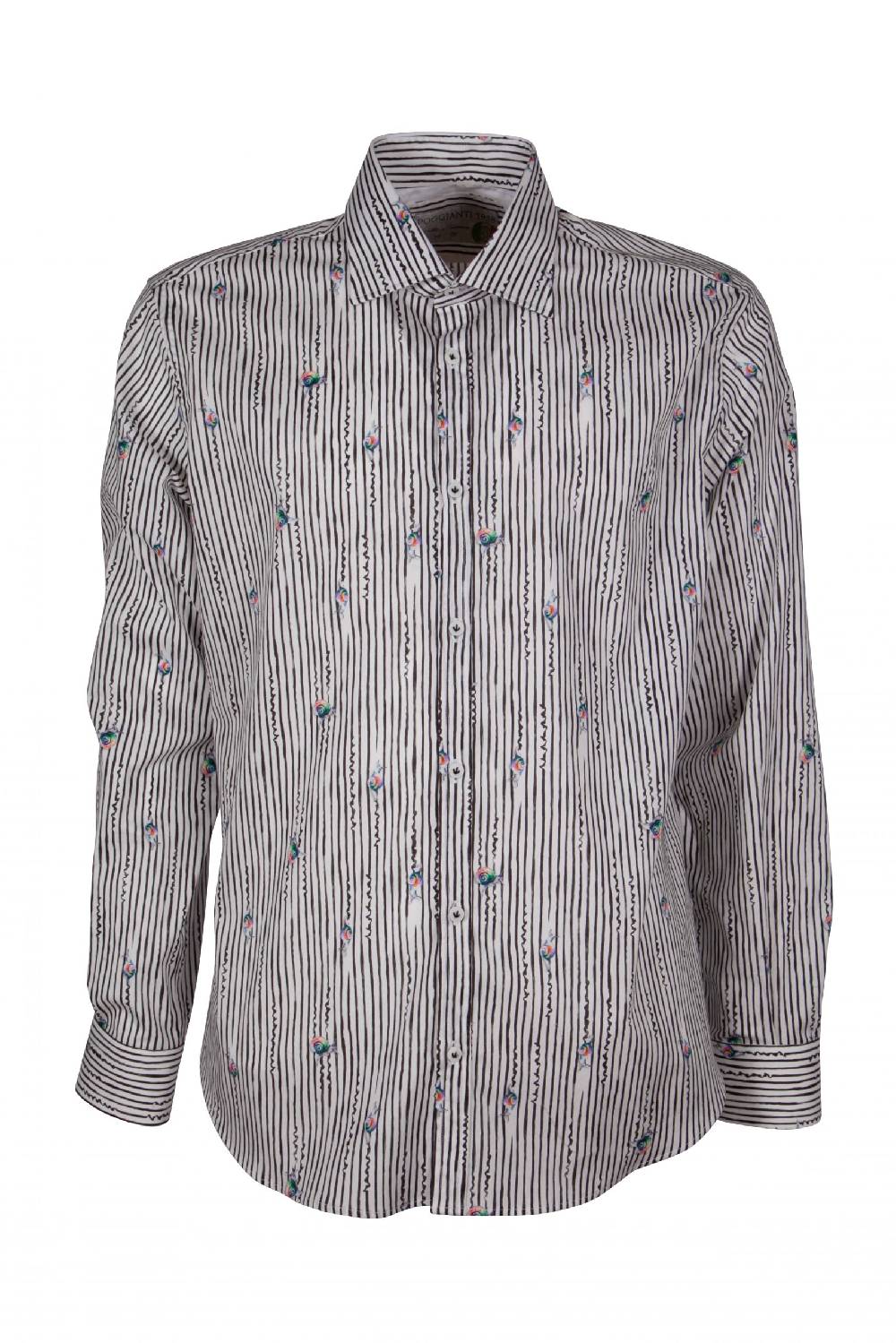 Poggianti Camicia Uomo Stretch Con Stampa Righe E Animali GIOVI-61-134-02