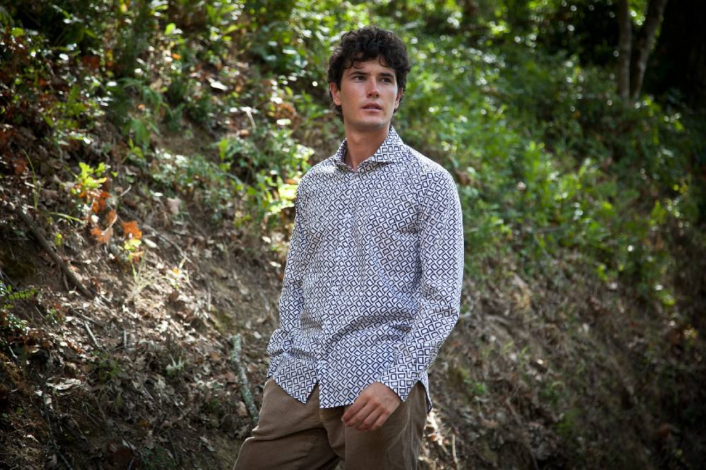 Poggianti Camicia Uomo Stretch Con Stampa Righe E Animali GIOVI-61-134-02