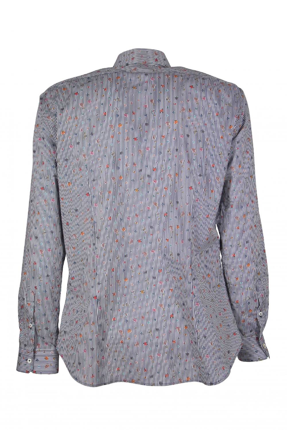 Poggianti Camicia Uomo Stretch Con Stampa Righe E Fiori GIOVI-62M-135-01