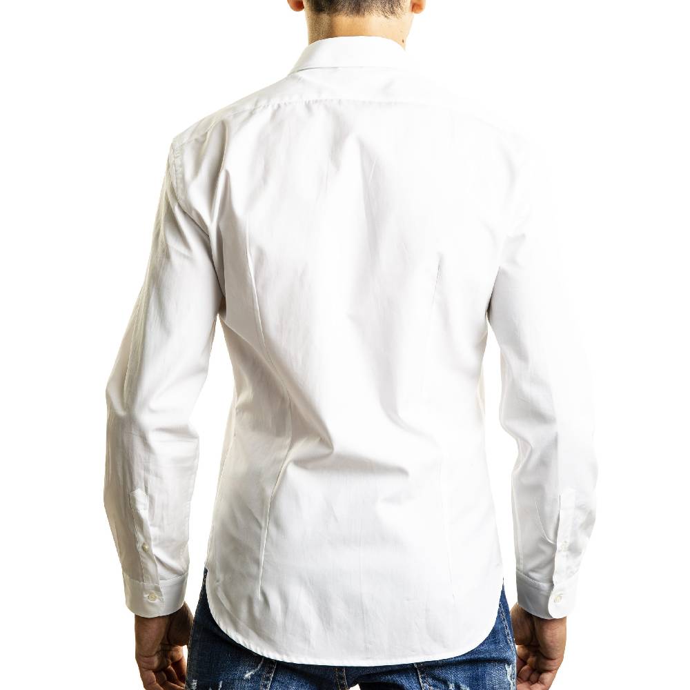 Poggianti Camicia Bianca Con Contrasti Fantasia