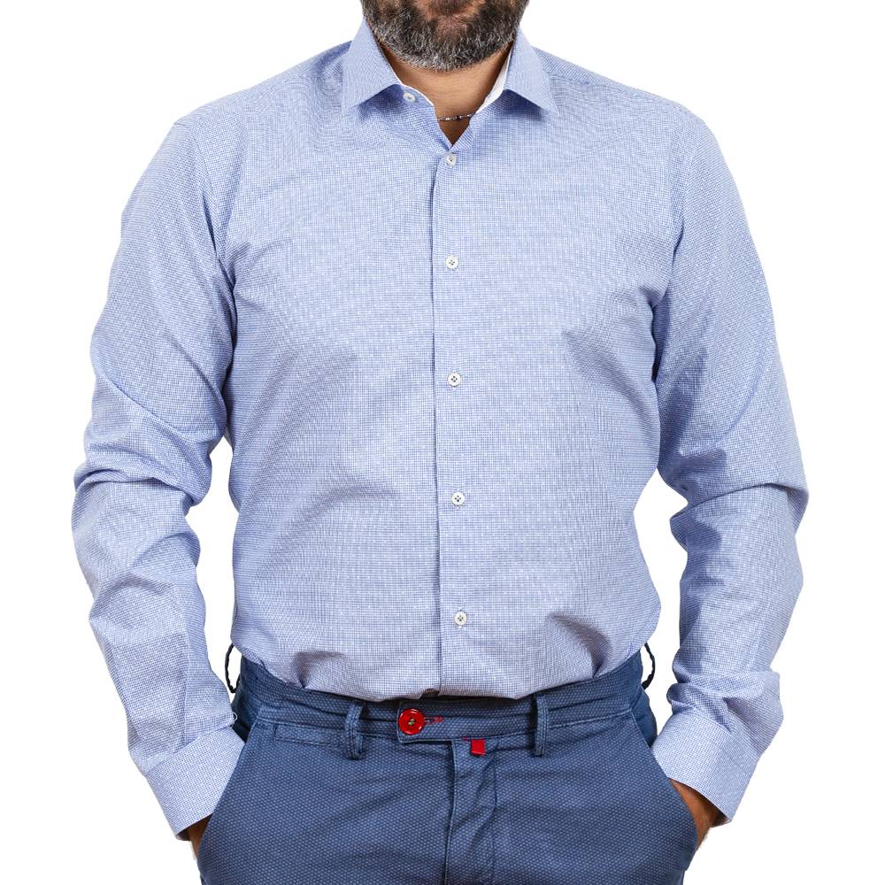 Poggianti Camicia Classica Con Inserti Bianchi
