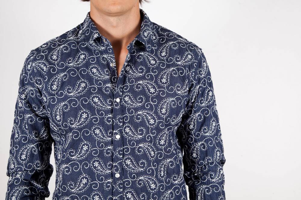 Poggianti Camicia Denim Con Ricami 421-01