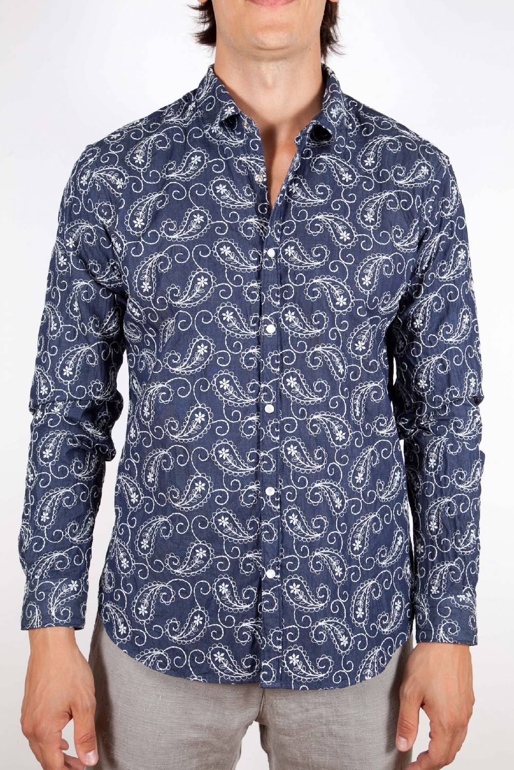 Poggianti Camicia Denim con Ricami 421-01