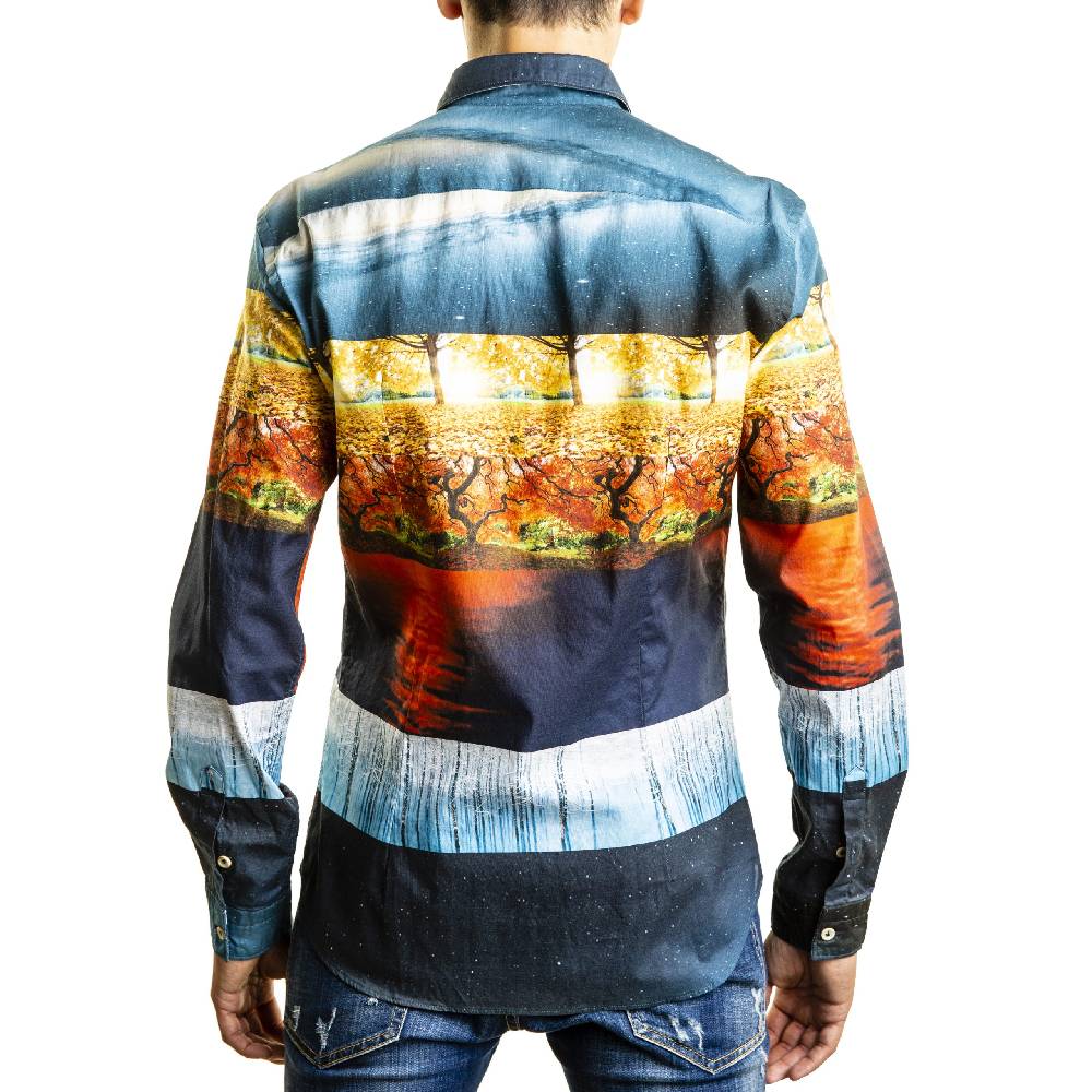 Poggianti Camicia Fantasia Autunno Collo Italiano