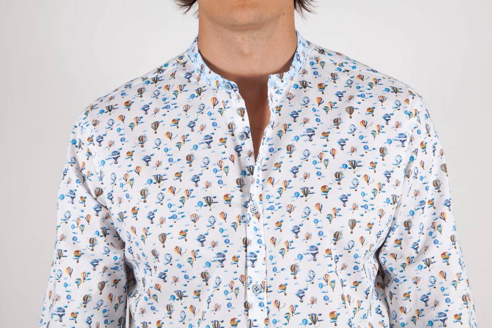 Poggianti Camicia Fantasia Collo Coreano 316-01