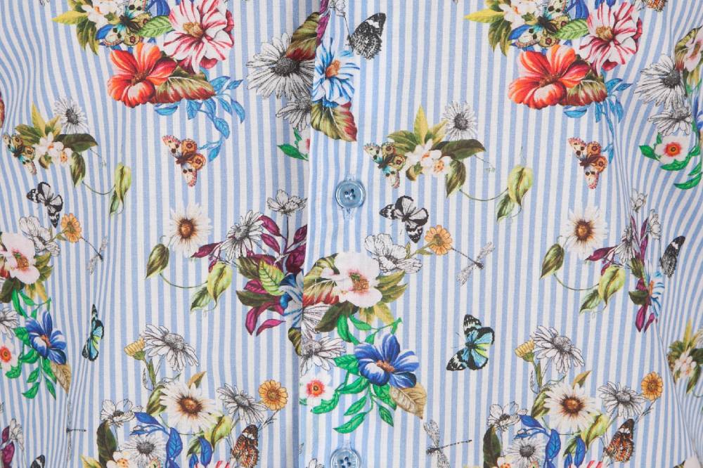 Poggianti Camicia Fantasia Collo Francese 329-01