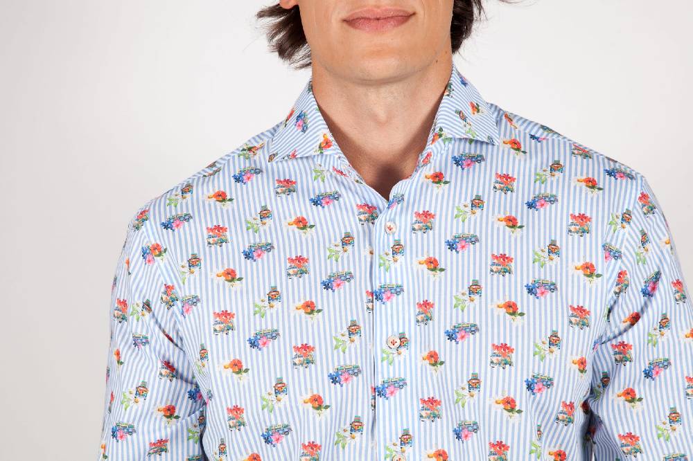 Poggianti Camicia Fantasia Collo Francese 329-02