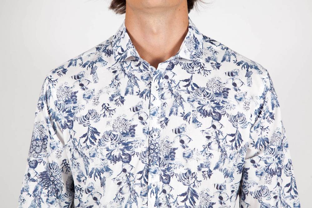 Poggianti Camicia Fantasia Collo Francese 347-01